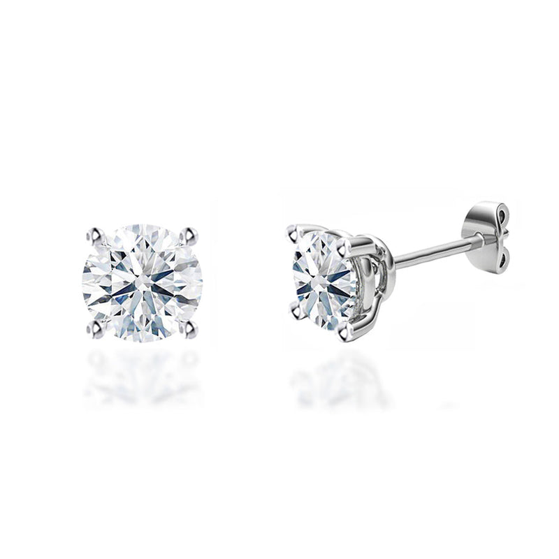 DOVE - Round Lab Diamond 18k White Gold Stud Earrings Earrings Lily Arkwright