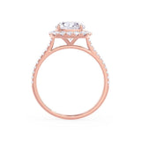 DARLEY - Elongated Cushion Lab Diamond 18k Rose Gold Halo Engagement Ring Lily Arkwright