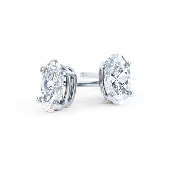 SAVANNAH - Oval Moissanite 18k White Gold Stud Earrings Earrings Lily Arkwright