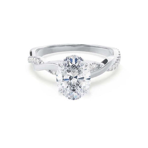 EDEN - Oval Lab Diamond Platinum Vine Solitaire Engagement Ring Lily Arkwright