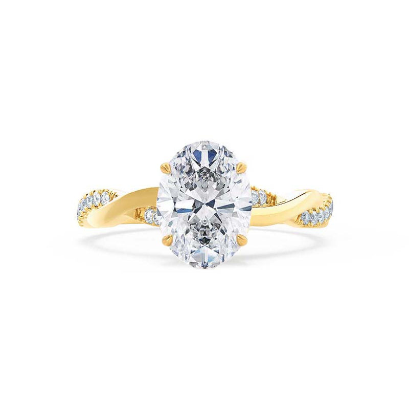 EDEN - Oval Lab Diamond 18k Yellow Gold Vine Solitaire Engagement Ring Lily Arkwright