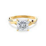 EDEN - Princess Moissanite & Diamond 18k Yellow Gold Vine Solitaire Engagement Ring Lily Arkwright