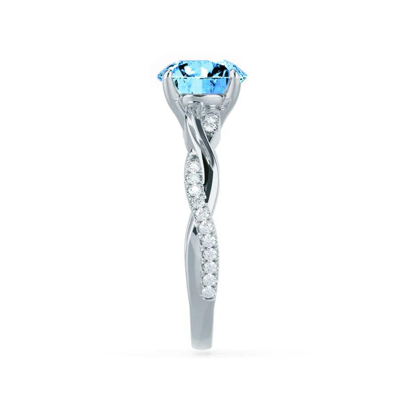 EDEN - Chatham® Round Aqua Spinel & Diamond 950 Platinum Vine Ring Engagement Ring Lily Arkwright