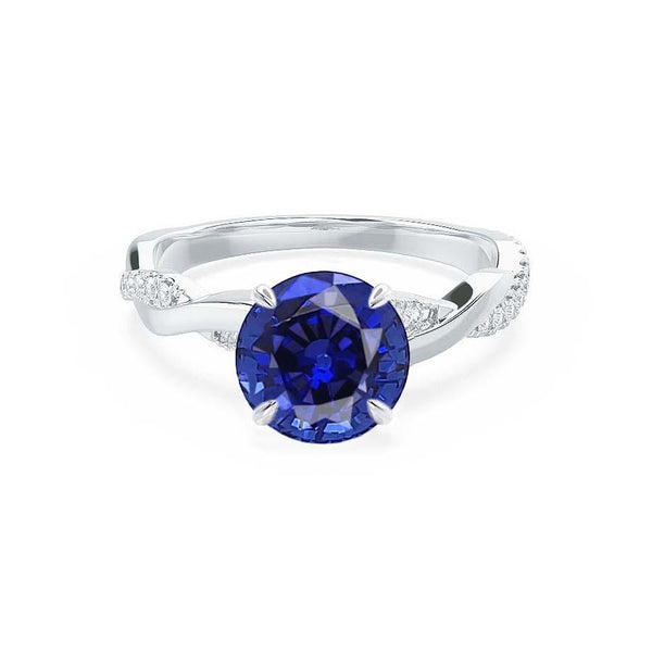 EDEN - Blue Sapphire & Diamond 18k White Gold Vine Solitaire Engagement Ring Lily Arkwright