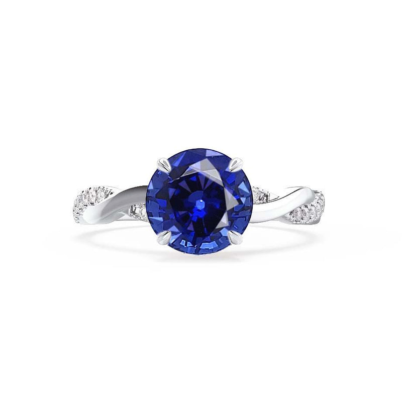 Eden Blue Sapphire Diamond 18k White Gold Vine Solitaire Ring