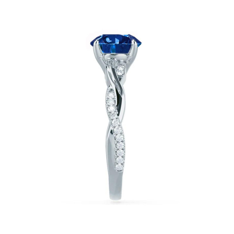 EDEN - Blue Sapphire & Diamond 18k White Gold Vine Solitaire Engagement Ring Lily Arkwright