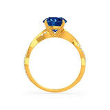 EDEN - Blue Sapphire & Diamond 18k Yellow Gold Vine Solitaire Engagement Ring Lily Arkwright
