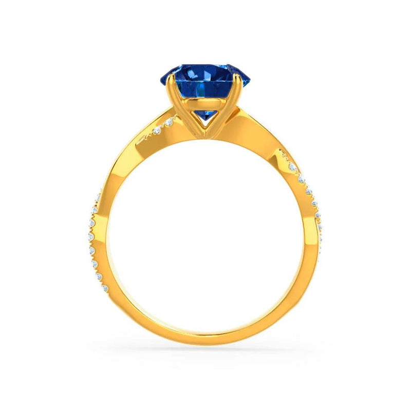 EDEN - Blue Sapphire & Diamond 18k Yellow Gold Vine Solitaire Engagement Ring Lily Arkwright