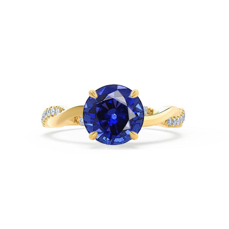 Eden Blue Sapphire Diamond 18k Yellow Gold Vine Solitaire Ring