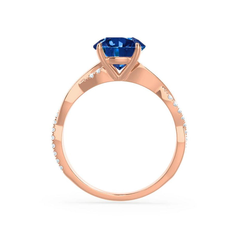 EDEN - Blue Sapphire & Diamond 18k Rose Gold Vine Solitaire Engagement Ring Lily Arkwright
