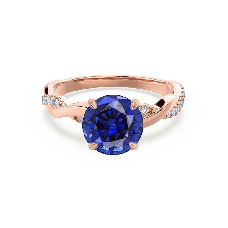 EDEN - Blue Sapphire & Diamond 18k Rose Gold Vine Solitaire Engagement Ring Lily Arkwright