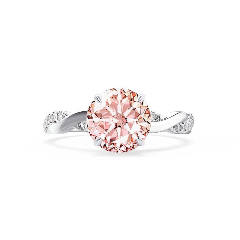 EDEN - Chatham® Round Champagne True Sapphire & Diamond 18k White Gold Vine Ring Engagement Ring Lily Arkwright