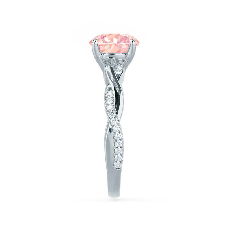 EDEN - Chatham® Round Champagne True Sapphire & Diamond 18k White Gold Vine Ring Engagement Ring Lily Arkwright