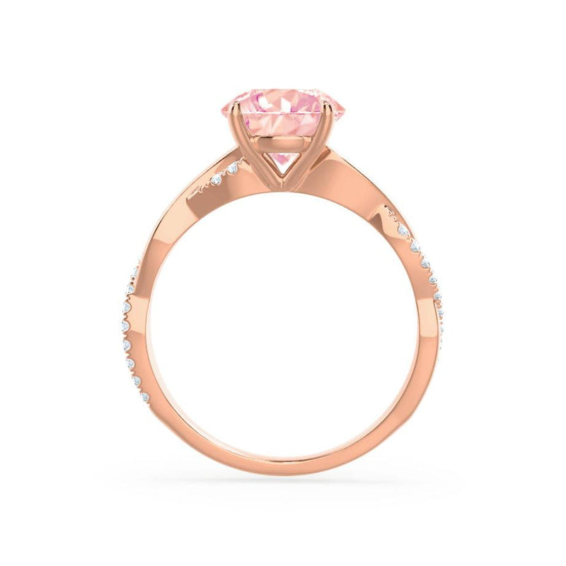 EDEN - Chatham® Round Champagne True Sapphire & Diamond 18k Rose Gold Vine Ring Engagement Ring Lily Arkwright