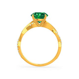 EDEN - Emerald & Diamond 18k Yellow Gold Vine Solitaire Engagement Ring Lily Arkwright