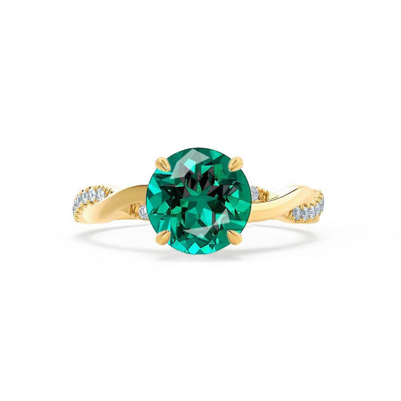 EDEN - Emerald & Diamond 18k Yellow Gold Vine Solitaire Engagement Ring Lily Arkwright