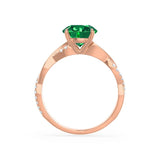 EDEN - Emerald & Diamond 18k Rose Gold Vine Solitaire Engagement Ring Lily Arkwright
