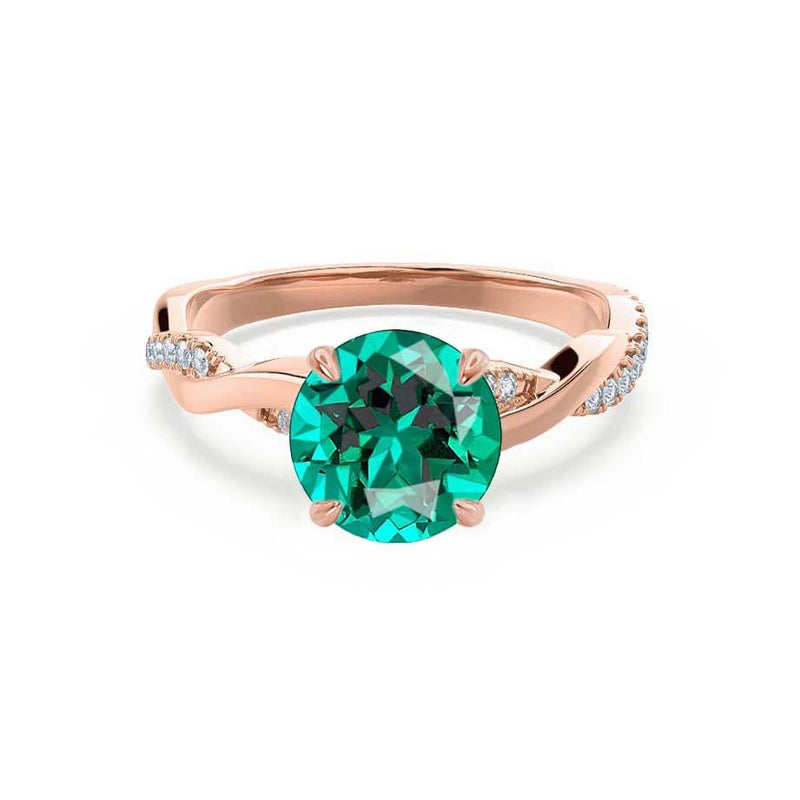 EDEN - Emerald & Diamond 18k Rose Gold Vine Solitaire Engagement Ring Lily Arkwright