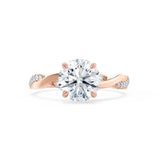 EDEN - Round Natural Diamond 18k Rose Gold Vine Solitaire Engagement Ring Lily Arkwright