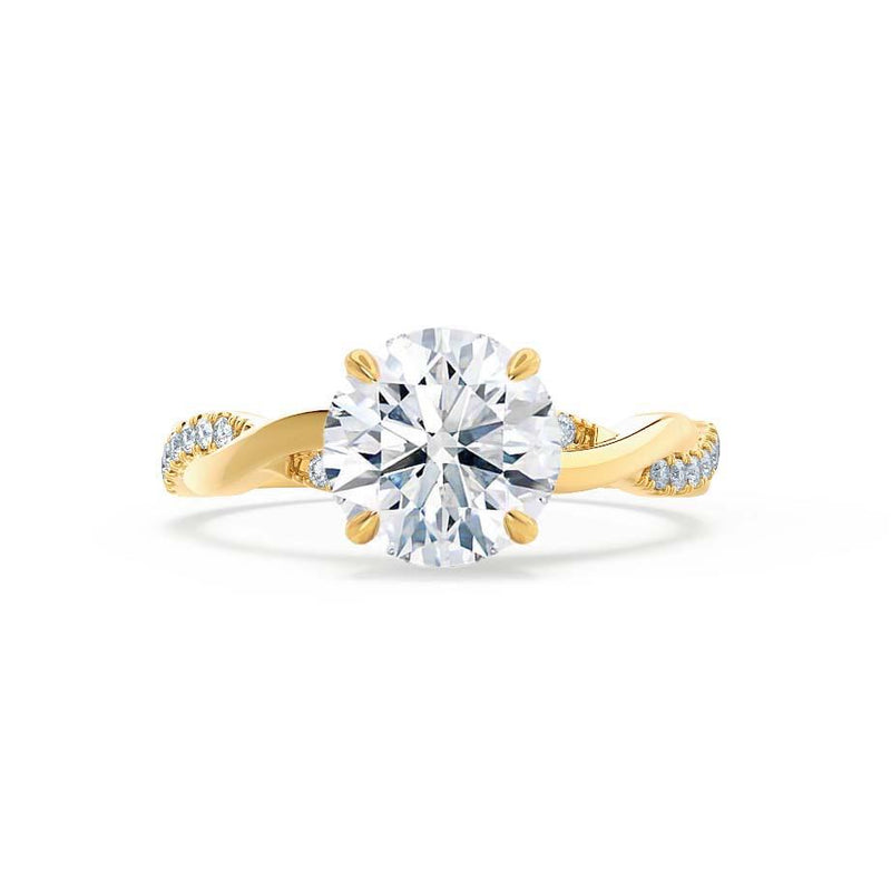 EDEN - Round Lab Diamond 18k Yellow Gold Vine Solitaire Ring Engagement Ring Lily Arkwright