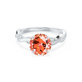EDEN - Padparadscha & Diamond 18k White Gold Vine Solitaire Engagement Ring Lily Arkwright