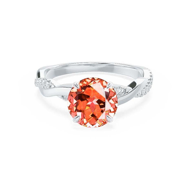 EDEN - Padparadscha & Diamond 950 Platinum Vine Solitaire Engagement Ring Lily Arkwright