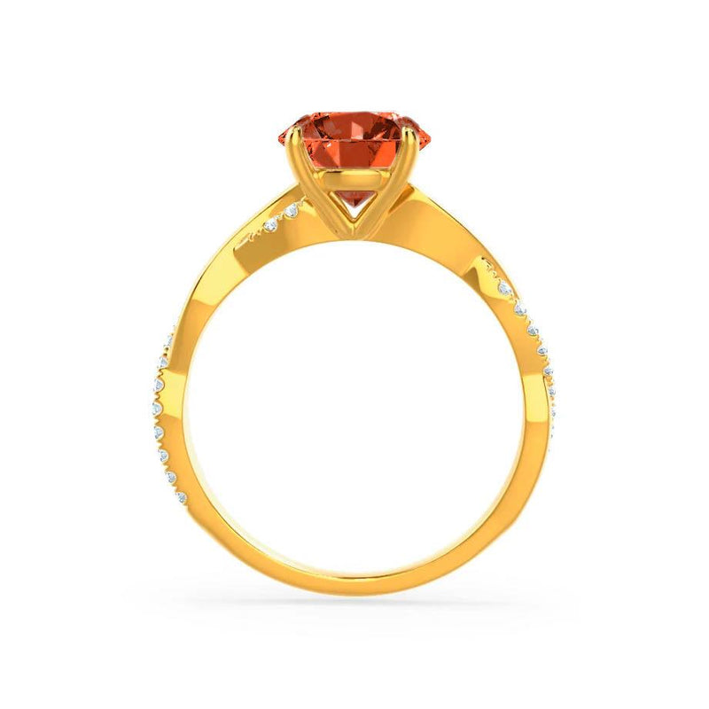 EDEN - Padparadscha & Diamond 18k Yellow Gold Vine Solitaire Engagement Ring Lily Arkwright