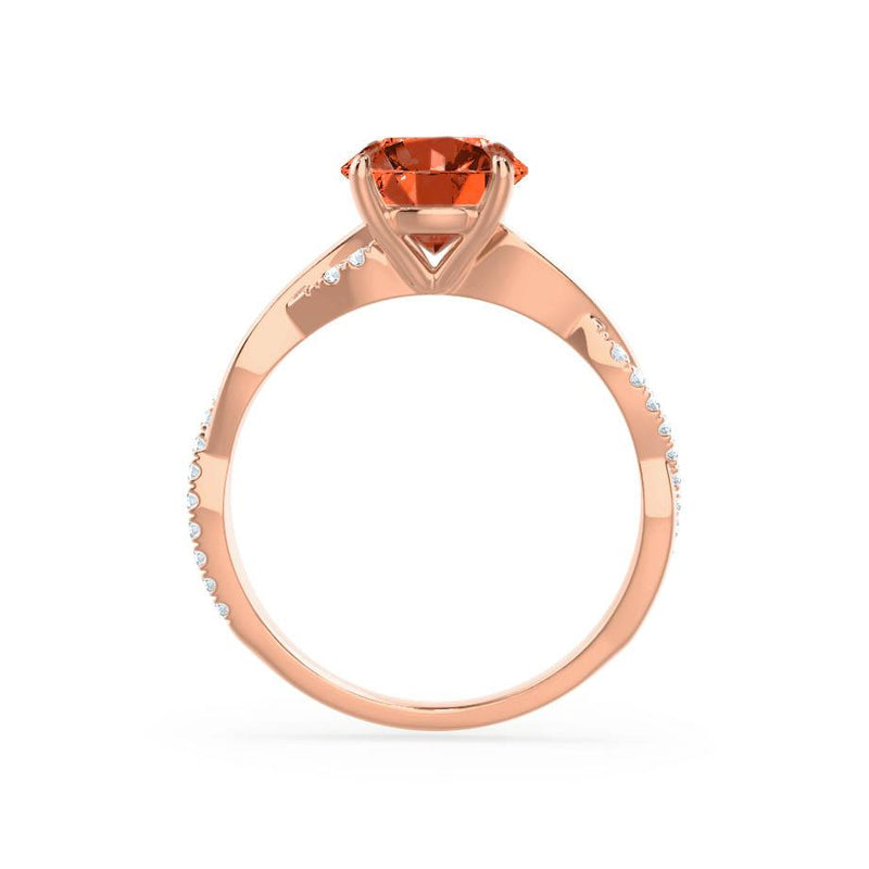 EDEN - Padparadscha & Diamond 18k Rose Gold Vine Solitaire Engagement Ring Lily Arkwright