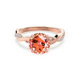 EDEN - Padparadscha & Diamond 18k Rose Gold Vine Solitaire Engagement Ring Lily Arkwright
