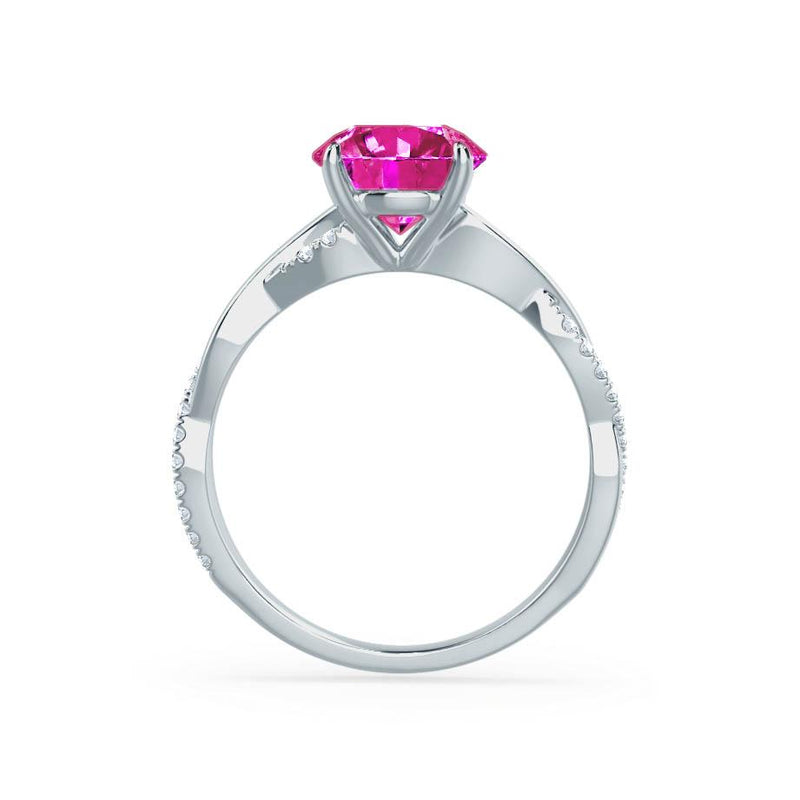 EDEN - Pink Sapphire & Diamond 950 Platinum Vine Solitaire Engagement Ring Lily Arkwright