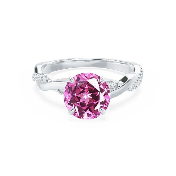 EDEN - Pink Sapphire & Diamond 18k White Gold Vine Solitaire Engagement Ring Lily Arkwright