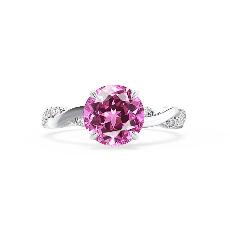 EDEN - Pink Sapphire & Diamond 18k White Gold Vine Solitaire Engagement Ring Lily Arkwright