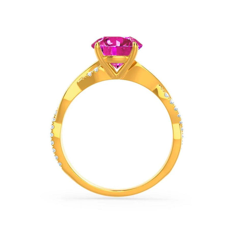 EDEN - Pink Sapphire & Diamond 18k Yellow Gold Vine Solitaire Engagement Ring Lily Arkwright