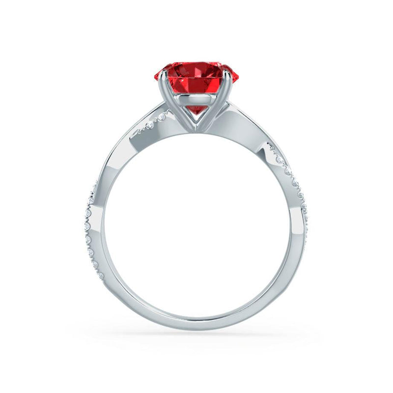 EDEN - Ruby & Diamond 18k White Gold Vine Solitaire Engagement Ring Lily Arkwright