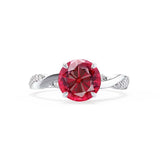 EDEN - Ruby & Diamond 950 Platinum Gold Vine Solitaire Engagement Ring Lily Arkwright