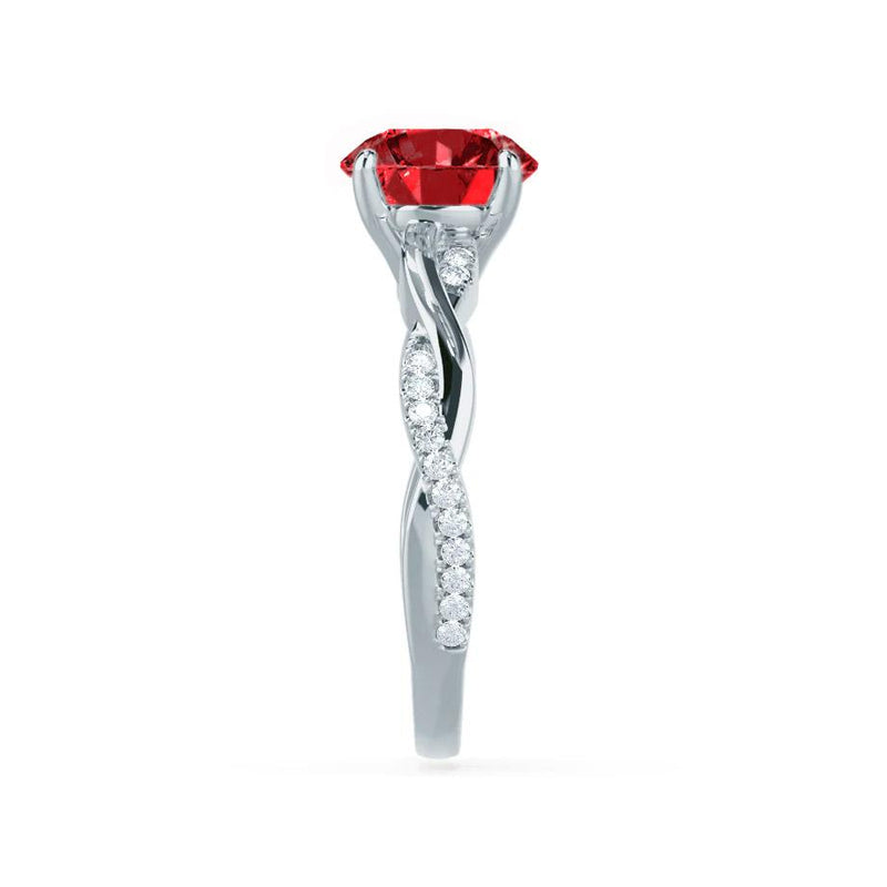 EDEN - Ruby & Diamond 18k White Gold Vine Solitaire Engagement Ring Lily Arkwright
