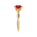 EDEN - Ruby & Diamond 18k Yellow Gold Vine Solitaire Engagement Ring Lily Arkwright
