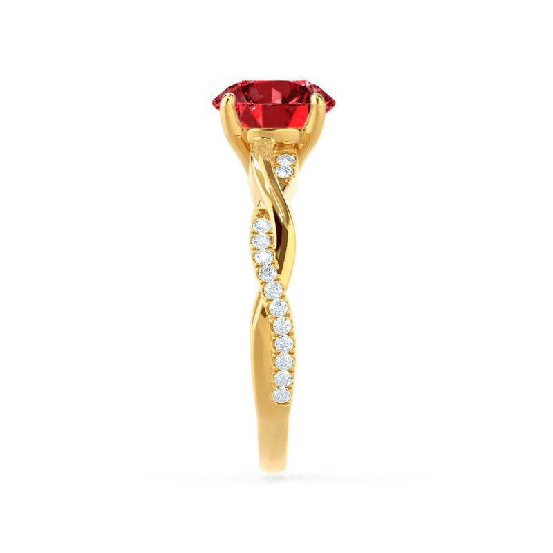 EDEN - Ruby & Diamond 18k Yellow Gold Vine Solitaire Engagement Ring Lily Arkwright