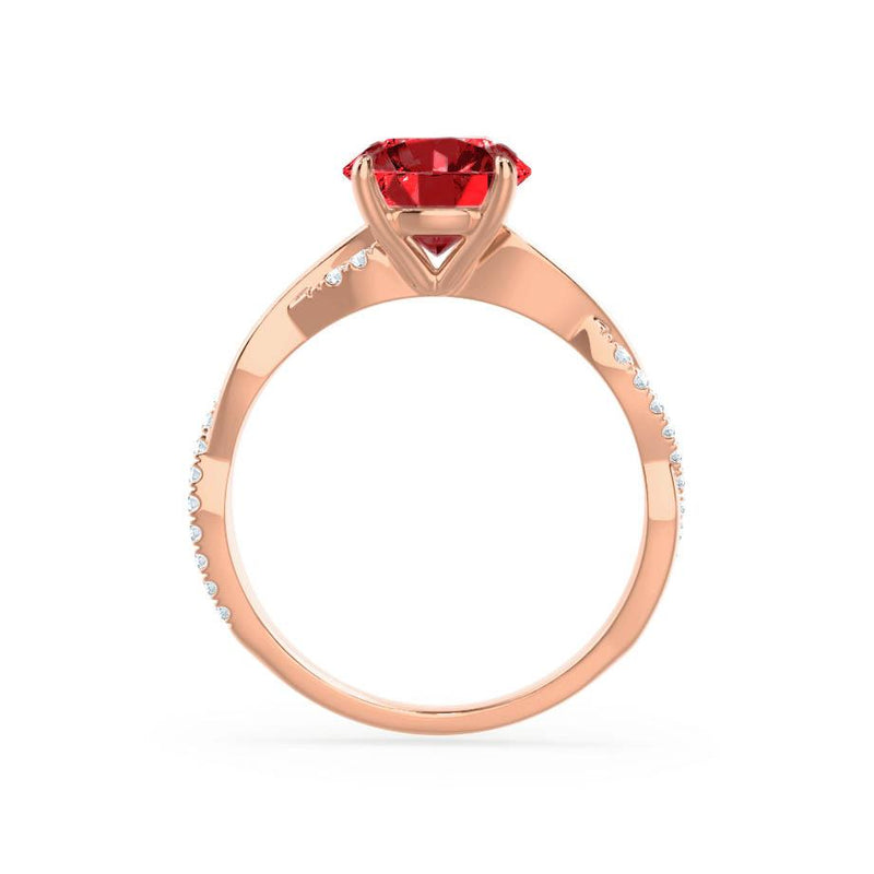 EDEN - Ruby & Diamond 18k Rose Gold Vine Solitaire Engagement Ring Lily Arkwright