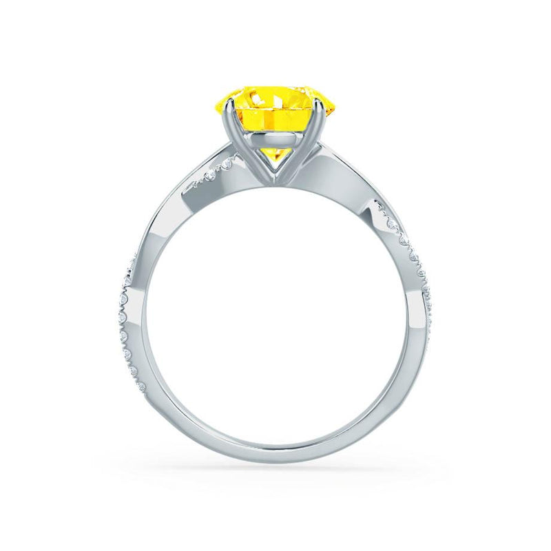 EDEN - Yellow Sapphire & Diamond 950 Platinum Vine Solitaire Engagement Ring Lily Arkwright