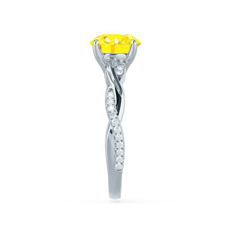 EDEN - Yellow Sapphire & Diamond 18k White Gold Vine Solitaire Engagement Ring Lily Arkwright