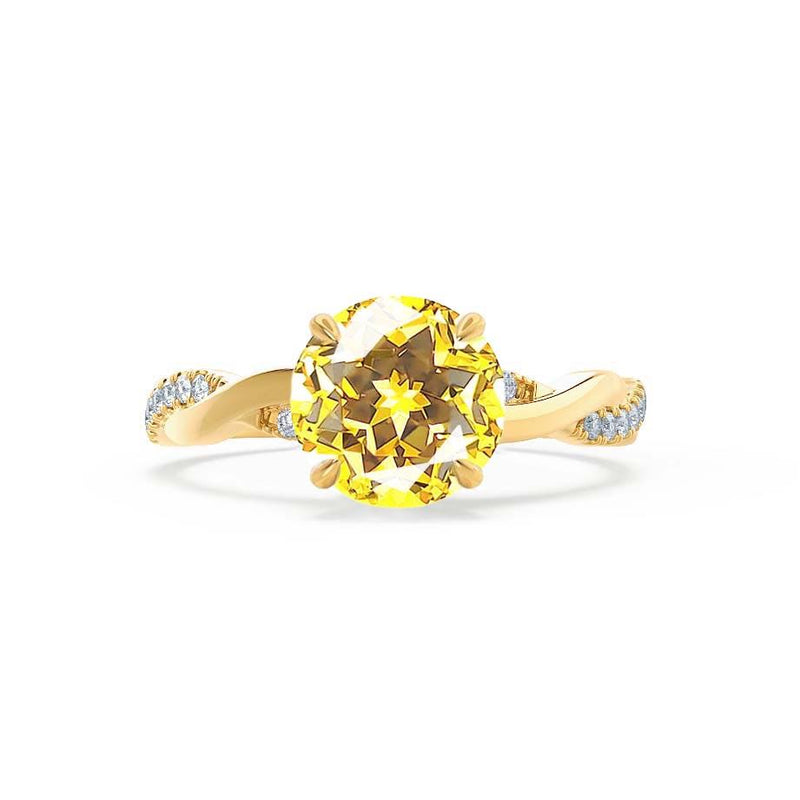 EDEN - Yellow Sapphire & Diamond 18k Yellow Gold Vine Solitaire Engagement Ring Lily Arkwright