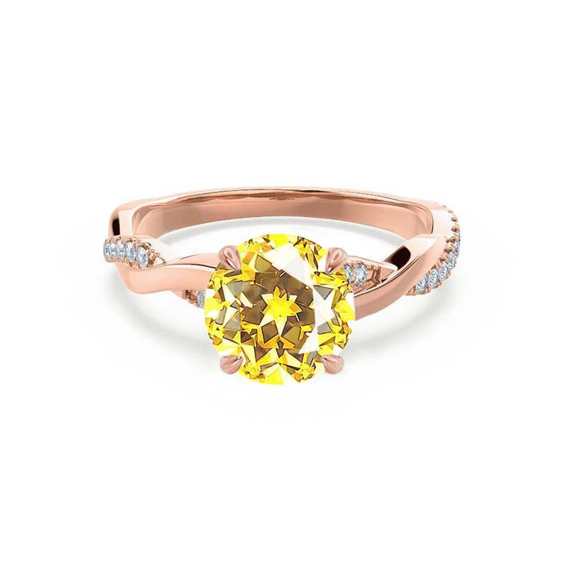 EDEN - Yellow Sapphire & Diamond 18k Rose Gold Vine Solitaire Engagement Ring Lily Arkwright