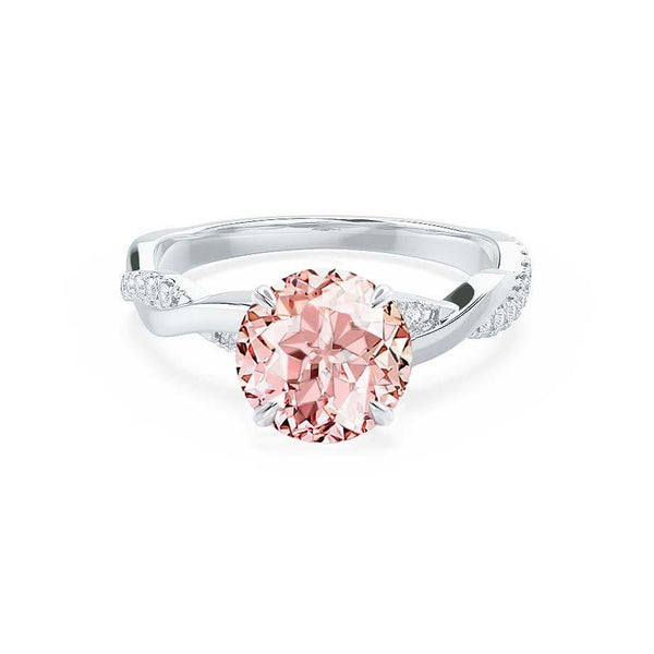 EDEN - Chatham® Round Champagne True Sapphire & Diamond 950 Platinum Vine Ring Engagement Ring Lily Arkwright