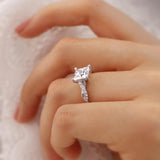 EDEN - Princess Moissanite & Diamond 18k White Gold Vine Solitaire Engagement Ring Lily Arkwright
