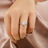 ESME - Radiant Moissanite & Diamond 18k Rose Gold Halo Rings Lily Arkwright