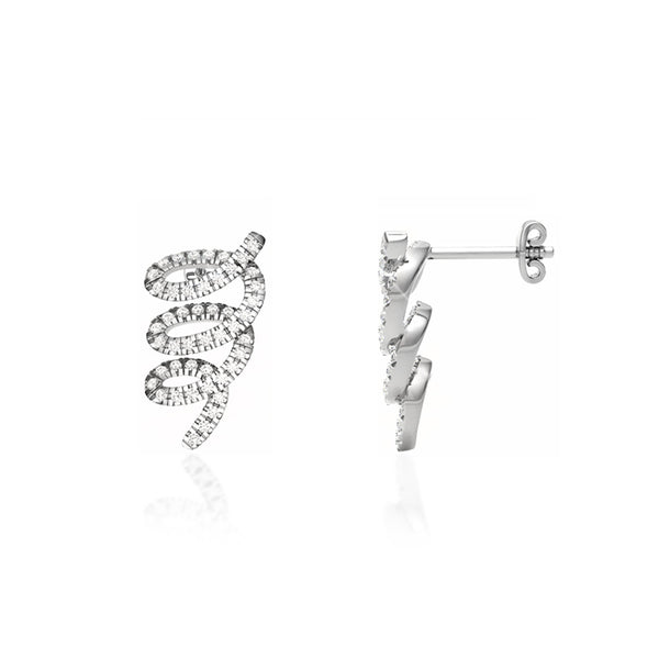 EULLA - Loop Pave Lab Diamond Earrings 18k White Gold Earrings Lily Arkwright