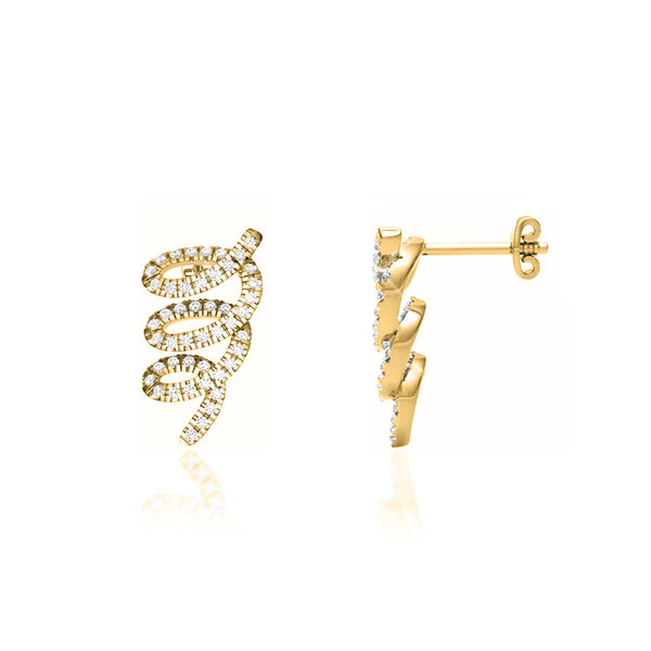 EULLA - Loop Pave Lab Diamond Earrings 18k Yellow Gold Earrings Lily Arkwright