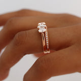 EVERDEEN - Outlet 0.26ct/ 0.50ct/ 0.26ct Oval Moissanite 18k Rose Gold Trilogy Ring Engagement Ring Lily Arkwright