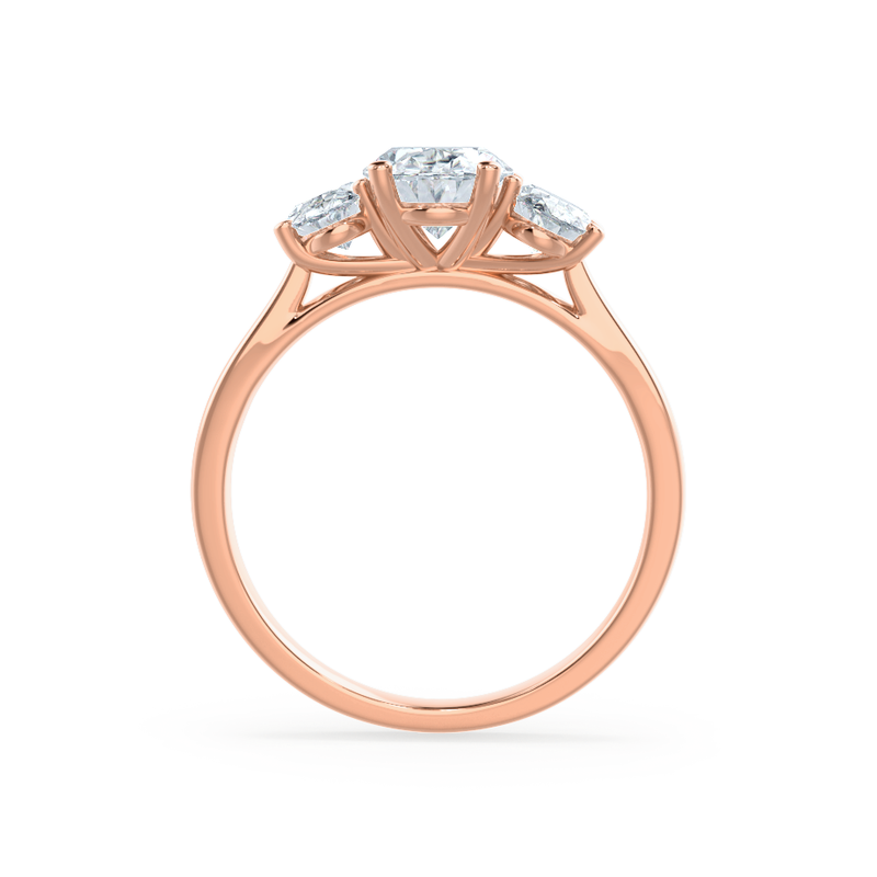 EVERDEEN - Ex Display 0.26ct/ 0.50ct/ 0.26ct Oval Moissanite 18k Rose Gold Trilogy Ring Engagement Ring Lily Arkwright